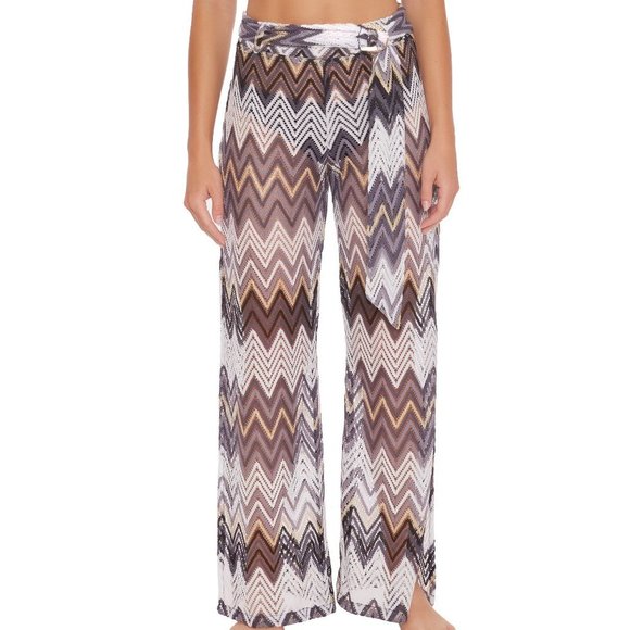 Trina Turk Drift Belted Pointelle Side Slit Cover-up Pants Size Large - Picture 12 of 12